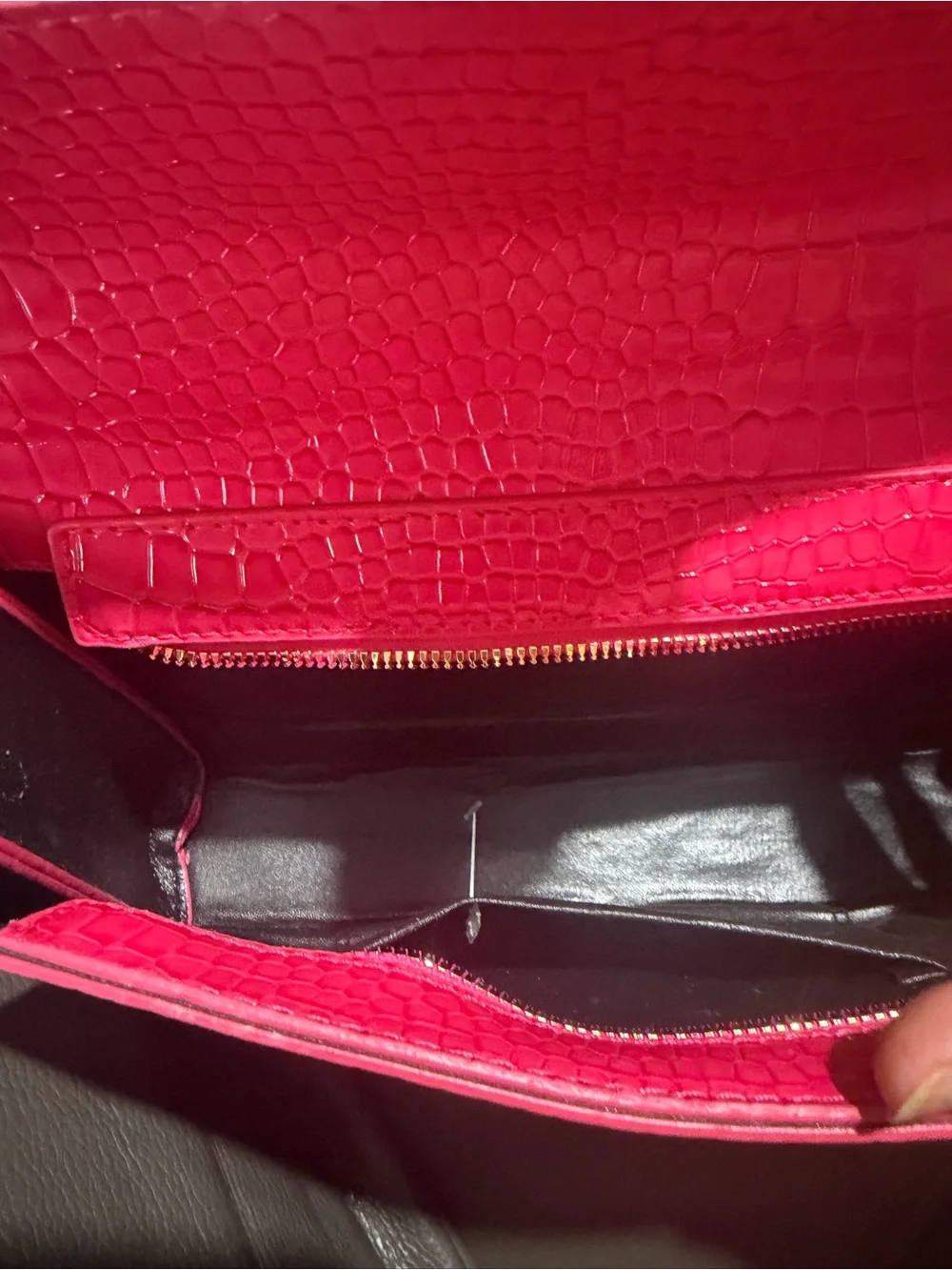 Faux Croc Embossed Crossbody Bag - Hot Pink